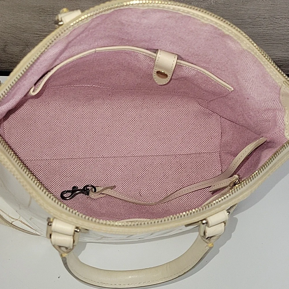 Dooney & Bourke Neutral Cream Croc-Embossed Leather Satchel Bag